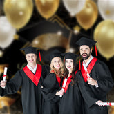 Aperturee - Goldschwarze Luftballons Mörtelbrett Fotohintergrund für Absolventen